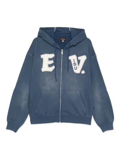 Evisu Cotton Zip-up Hoodie In Blue