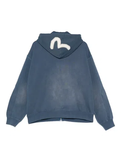 Evisu Cotton Zip-up Hoodie In Blue