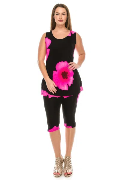 Truedames Plus Size Tank Capri Pant Set In Multi
