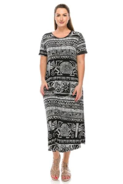 Truedames Plus Size Bns Print Long Dress In Gray