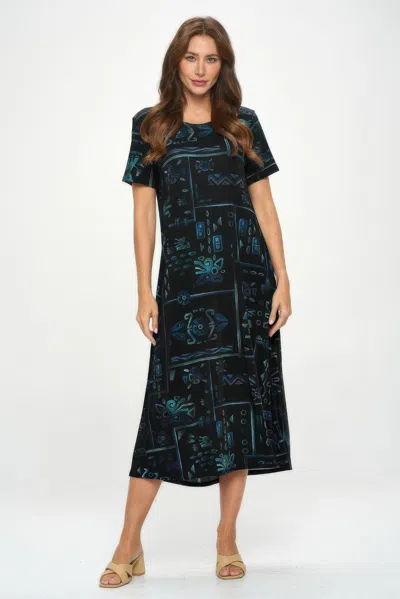 Truedames Plus Size Bns Print Long Dress In Blue