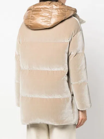 Herno Padded Velour Hooded-jacket In Neutral