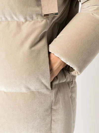 Herno Padded Velour Hooded-jacket In Neutral