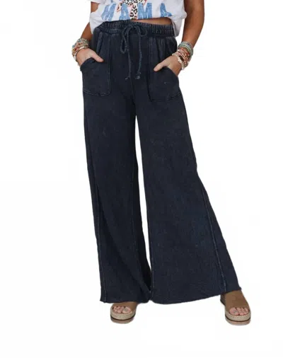 Three Bird Nest Relaxing Robin Wide Leg Pant In Navy In Blue