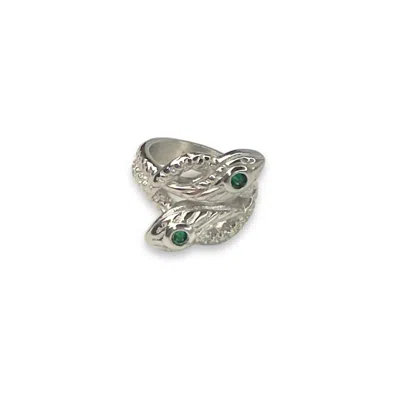 Jagged Halo Jewelry Women's Twin Snake Ring In Silver In Metallic