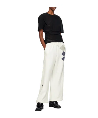 Open Yy Argyle Wide Track Pants In White