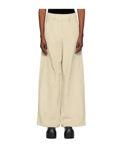 Open Yy Beige Corduroy Wide-leg Trousers In Neutral