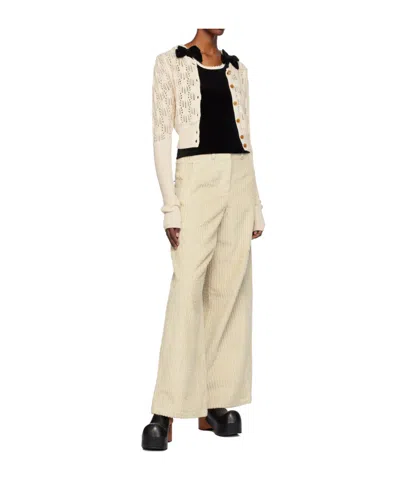 Open Yy Beige Corduroy Wide-leg Trousers In Neutral
