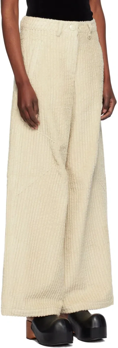 Open Yy Beige Corduroy Wide-leg Trousers In Neutral