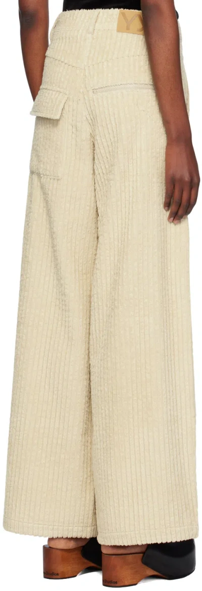Open Yy Beige Corduroy Wide-leg Trousers In Neutral