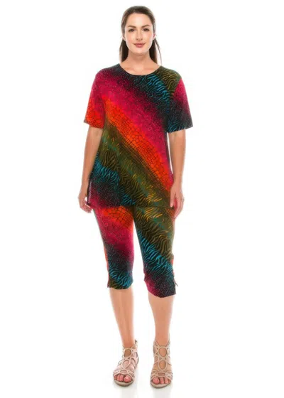 Truedames Matching Capri Pant Set In Plus Size In Multi