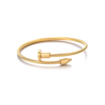 Adornia Tarnish Resistant 18k Gold Plated Nail Head Wrap Cuff In Gold
