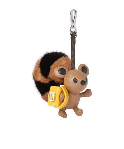 Fendi Animal Shape Mink Fur Keychain Charm In Brown
