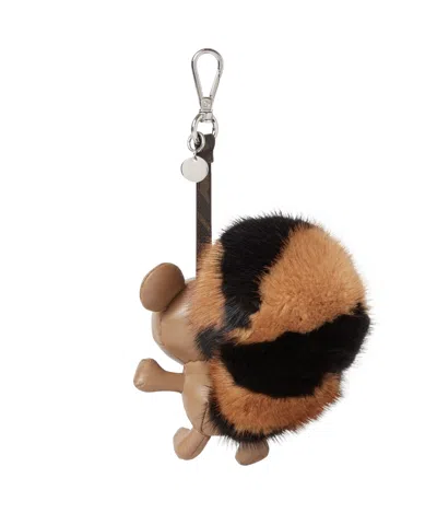 Fendi Animal Shape Mink Fur Keychain Charm In Brown