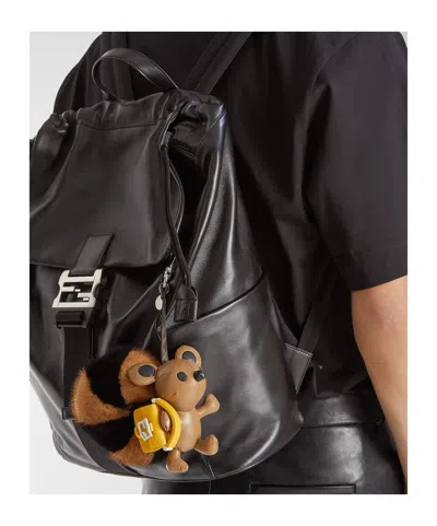 Fendi Animal Shape Mink Fur Keychain Charm In Brown