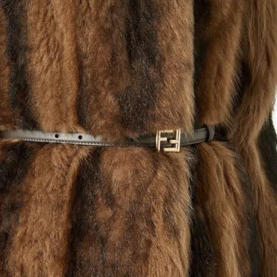 Fendi Single-breasted Shearling Coat In Brown