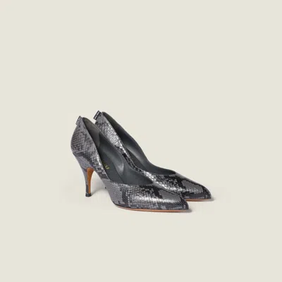 Miu Miu Ardesia Pumps In Ayers Python-print Leather In Black
