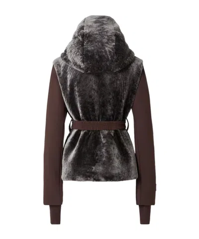 Fendi Brown Technical Fabric And Shearling Down Jacket In Brown