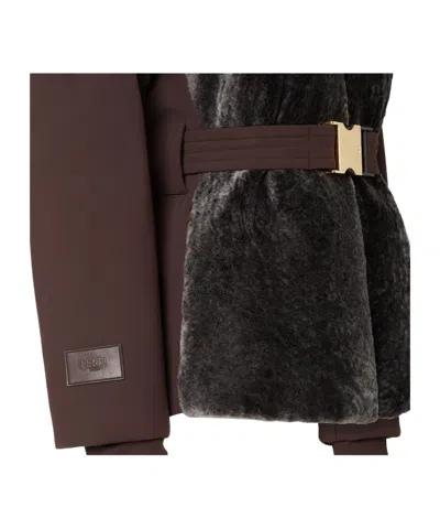 Fendi Brown Technical Fabric And Shearling Down Jacket In Brown