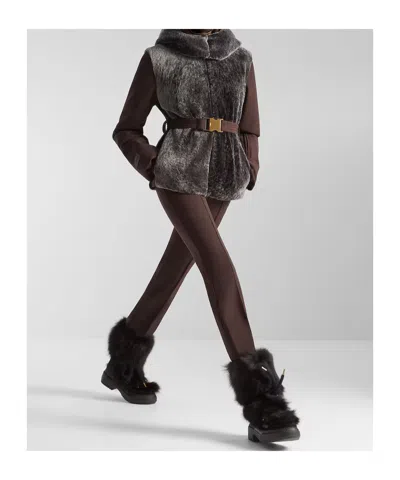 Fendi Brown Technical Fabric And Shearling Down Jacket In Brown