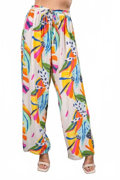 Paparazzi Woven Mixed Print Pull-on Pant In Tropical In Multi