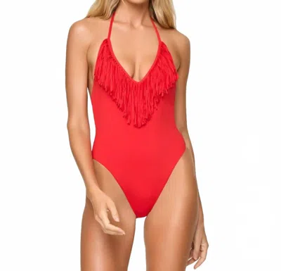 L*space Lspace Deert Days Fringe One-piece Swimsuit In Red