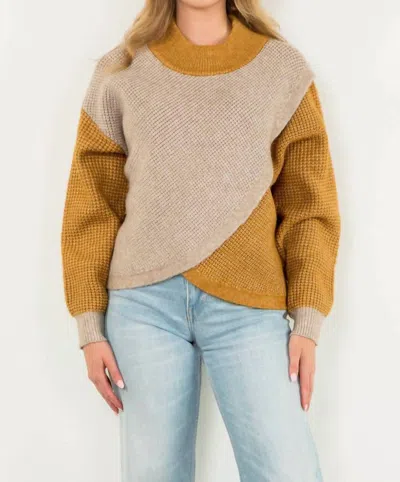 Thml Colorblock Knit Sweater In Tan Mustard Yellow In Brown