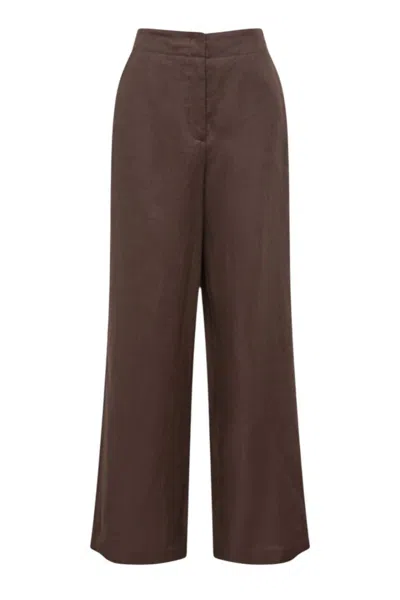 Nude Lucy Women's Dalia Linen Pant In Bark In Brown