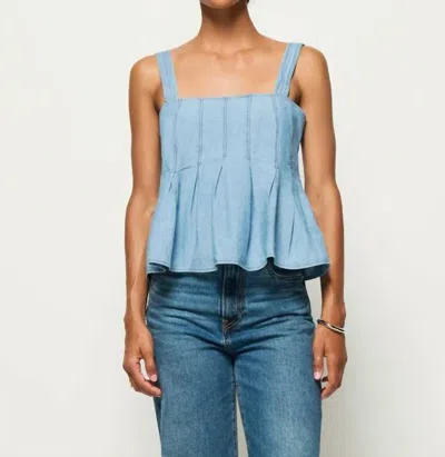 Nation Ltd Dove Pleated Tank Top In Faded Blue Chambray In Blue