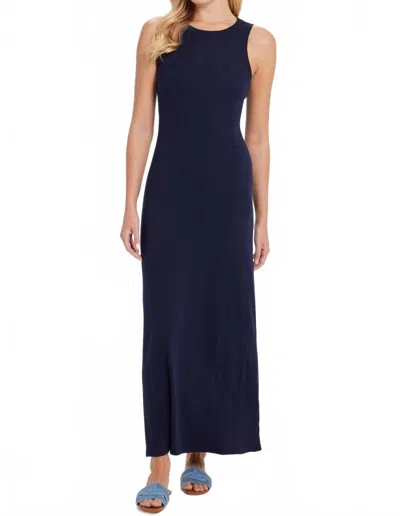Goldie Tees Maia Cotton Rib Maxi Dress In Navy Blue In Blue
