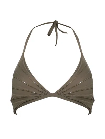 La Perla Women's Sequin Bikini Top In Olive Green In Green