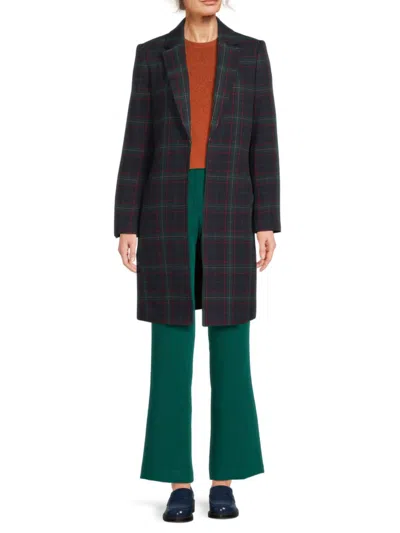 Tommy Hilfiger Women's Windowpane Open Front Topper Jacket In Black