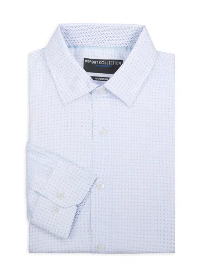 Report Collection Men's Geometric Modern-fit Dress Shirt In Blue