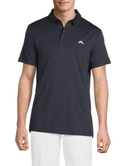 J. Lindeberg Men's Logo Spread Collar Polo Shirt In Blue