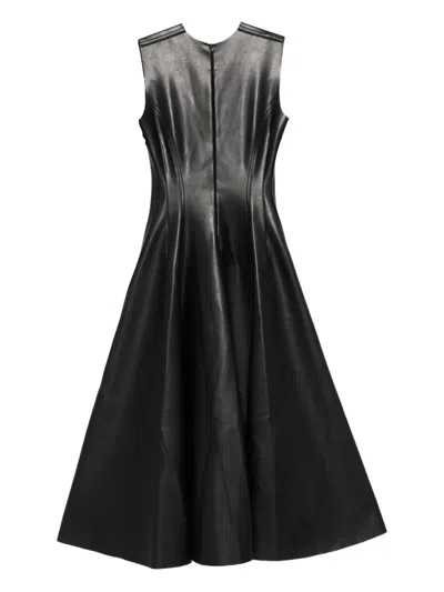 Norma Kamali Faux-leather Long Dress In Black