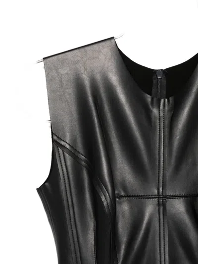 Norma Kamali Faux-leather Long Dress In Black