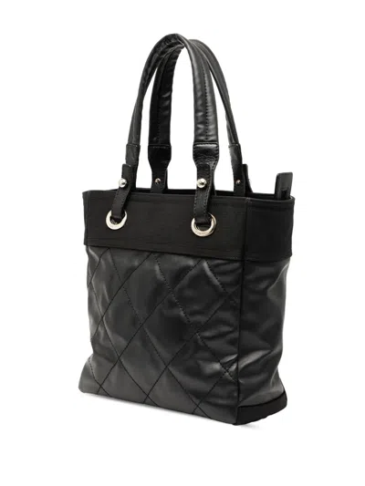 Pre-owned Chanel 2010-2011 Small Quilted Coated Canvas Paris Biarritz Tote Bag