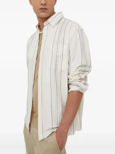 Les Deux Striped Pocket Shirt In White