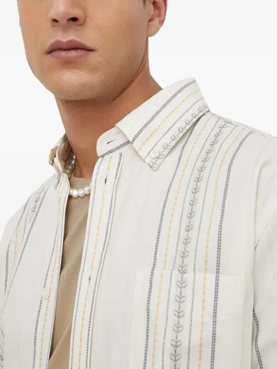 Les Deux Striped Pocket Shirt In White