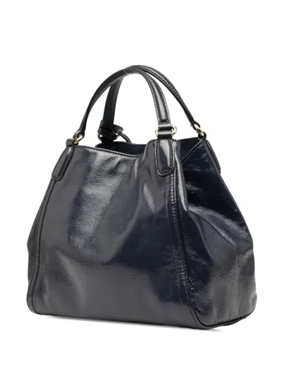 Pre-owned Gucci 2000-2015 Small Patent Soho Satchel In Blue