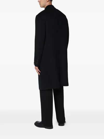 Tagliatore Blue London Double-breasted Coat In Blue