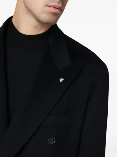 Tagliatore Blue London Double-breasted Coat In Blue