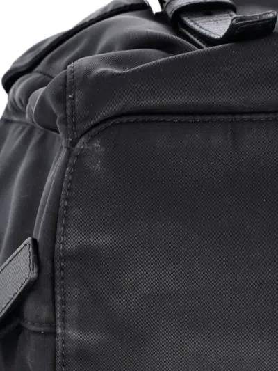 Pre-owned Prada Double Front Pocket Re-nylon With Leather Medium Backpack