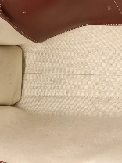 Pre-owned Burberry Logo Pocket Tote Canvas With Leather Medium Crossbody Bag