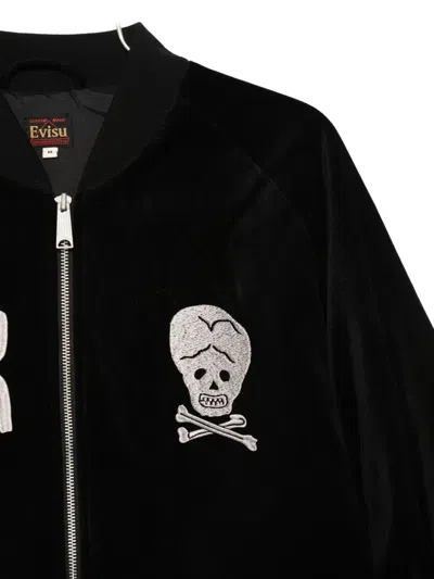 Evisu Embroidered Bomber Jacket In Black