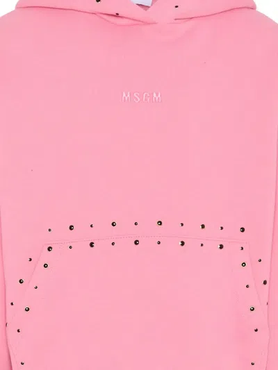 Msgm Studded Hoodie In Pink