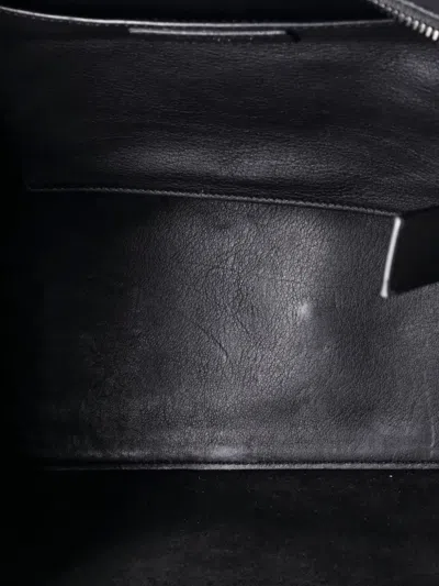 Pre-owned Saint Laurent Monogram Cabas Downtown Leather With Crocodile Embossed Leather Small Satchel