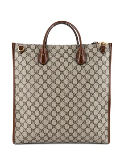 Pre-owned Gucci Interlocking G Gg Coated Canvas Vertical Tote Bag