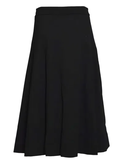 True Royal Flared Midi Skirt In Black
