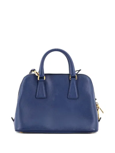 Pre-owned Prada Promenade Bag Saffiano Leather Small Satchel In Blue